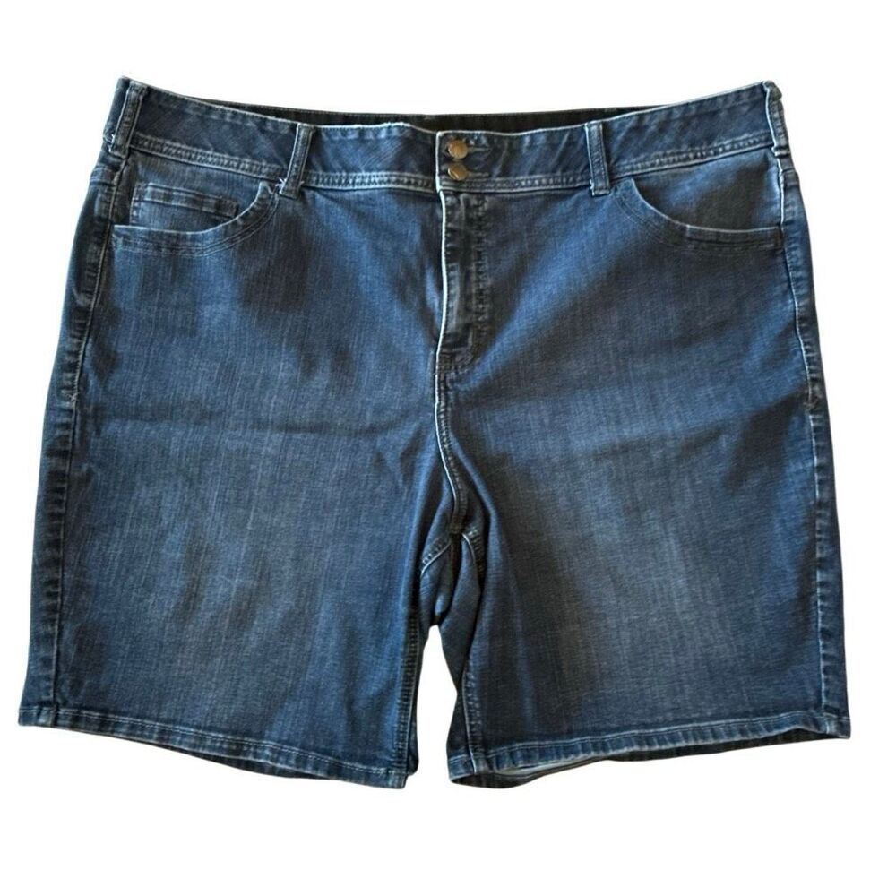 Lane Bryant High Rise Tighter Tummy Fit Bermuda Denim Jean Shorts Blue Size 26